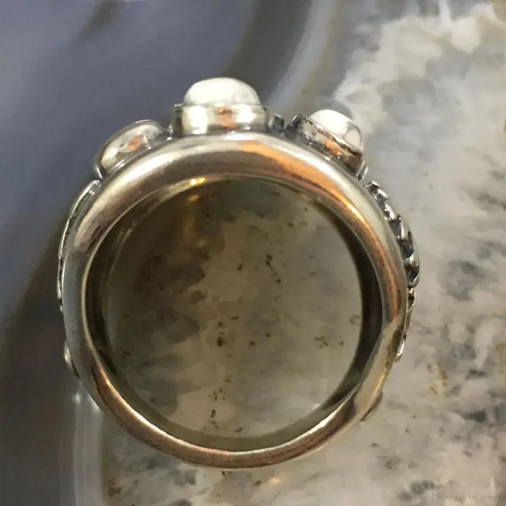 Jody Naranjo Vintage Sterling Silver Howlite & Symbols Decorated Ring For Women - Picture 8 of 10